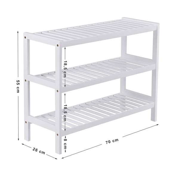 Ξύλινο Stand Αποθήκευσης Παπουτσιών με 3 Ράφια 70 x 26 x 55 cm Songmics LBS13W -  Παπουτσοθήκες