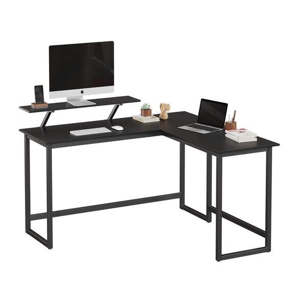 Γωνιακό Μεταλλικό Γραφείο 140 x 130 x 76 / 91.5 cm Χρώματος Μαύρο VASAGLE LWD56BK - Έπιπλα Γραφείου