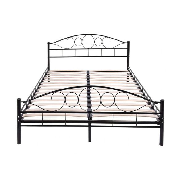 Διπλό Μεταλλικό Κρεβάτι 160 x 200 cm Χρώματος Μαύρο Hoppline HOP1000897-1 -  Κρεβάτια