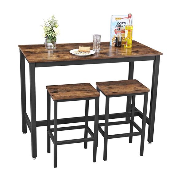 Σετ Μεταλλικό Ορθογώνιο Τραπέζι - Bar 120 x 60 x 90 cm με 2 Σκαμπό VASAGLE LBT15X -  Τραπέζια
