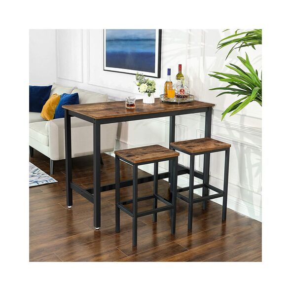 Σετ Μεταλλικό Ορθογώνιο Τραπέζι - Bar 120 x 60 x 90 cm με 2 Σκαμπό VASAGLE LBT15X -  Τραπέζια