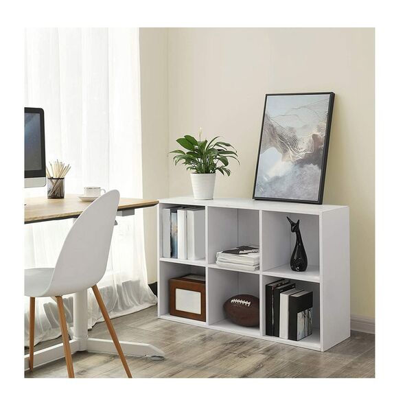 Ξύλινη Βιβλιοθήκη με 6 Ράφια 65.5 x 30 x 97.5 cm Χρώματος Λευκό VASAGLE LBC203D -  Έπιπλα Γραφείου