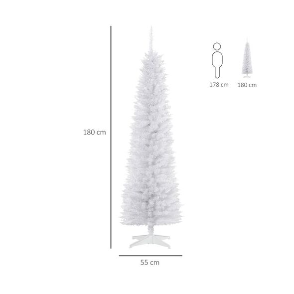 Χριστουγεννιάτικο Δέντρο 1.80 m Slimline Χρώματος Λευκό HOMCOM 830-182WT -  Χριστουγεννιάτικα