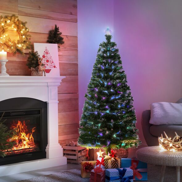 Χριστουγεννιάτικο Δέντρο με 180 Φωτάκια LED και Έγχρωμες Οπτικές Ίνες 150 cm HOMCOM 830-019 -  Χριστουγεννιάτικα