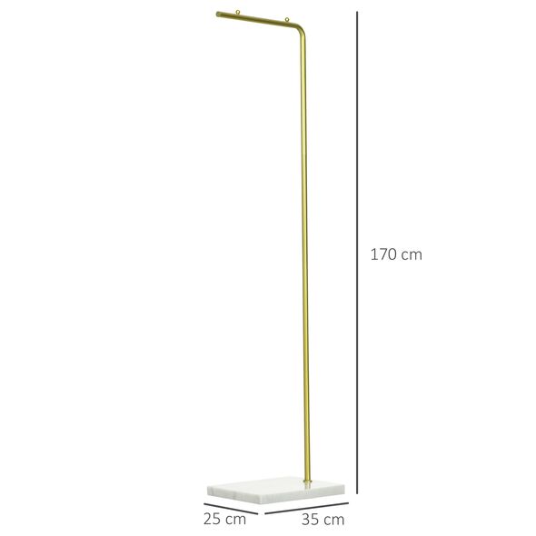 HOMCOM Coat Stand για είσοδο, υπνοδωμάτιο και σαλόνι σε μέταλλο και μάρμαρο, 35x25x152 cm, χρυσό και λευκό -  Έπιπλα Υποδοχής
