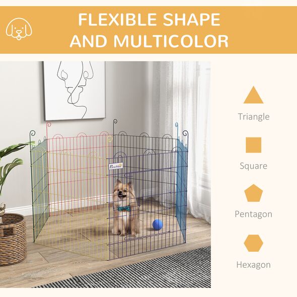 PawHut 6-Panel Metal Dog Gate με κούμπωμα, Ø120x60 cm, Πολύχρωμο -  Κτηνοτροφικά Είδη
