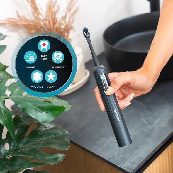 Cecotec Οδοντόβουρτσα ToothCare UltraSonic PlatinumSwing με Ταλάντωση, έως 50.000 RPM, 5 Λειτουργίες, Οθόνη & Αναφορά Κα…
