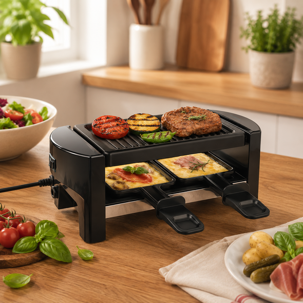 CECOTEC  Μηχανή Raclette Cheese&Grill 3200 για 2 Άτομα με Grill 320W, Ανοξείδωτη Κατασκευή και Αντικολλητική Πλάκα Ψησίματος  CEC-03264
