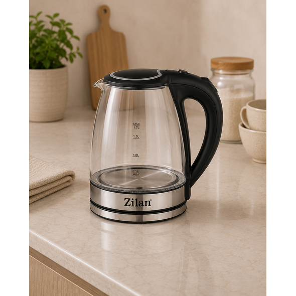 Γυάλινος Βραστήρας Νερού Zilan ZLN8115 1.8L 1800W με Βοριοπυριτικό Γυαλί & Βάση 360°