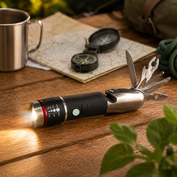 Commando Light Επαναφορτιζόμενος Στρατιωτικός Φακός - Πολυεργαλείο