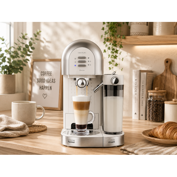 Ημιαυτόματη Καφετιέρα Espresso Power Instant-ccino 20 Chic Serie Bianca 20 Bar Χρώματος Λευκό Cecotec CEC-01594