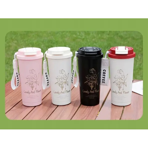 Verk Group Θερμικό Κύπελλο 530 ml με Καλαμάκι και Ατσάλινη Λαβή, Θερμός για Κρύα και Ζεστά Ποτά με Τυχαία Επιλογή Χρωμάτων 5907451373989