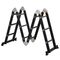 DURHAND Μαύρη σκάλα αλουμινίου 5 σε 1 για εσωτερικούς και εξωτερικούς χώρους, Μέγιστο Φορτίο 150 kg, 370x61x11 cm - Σκάλες